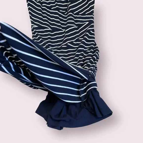 Philosophy Sleeveless Tank Shift Dress Stretchy Knit Size L Navy White Stripes - Picture 13 of 16